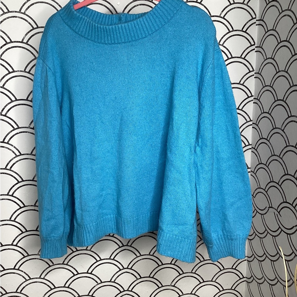 Who What Wear Cable Knit Sweater – Turquoise Blue, Size 1XL
